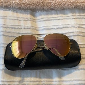 ray bans rose gold aviators